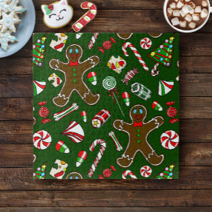 Puzzle Motif de bonbon en pain d'épices festif vert ludiq