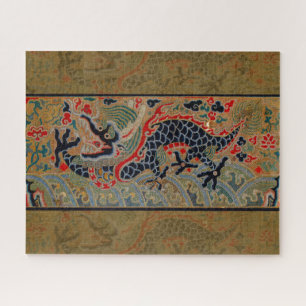 Puzzle Motif de broderie en soie de dragon chinois antiqu
