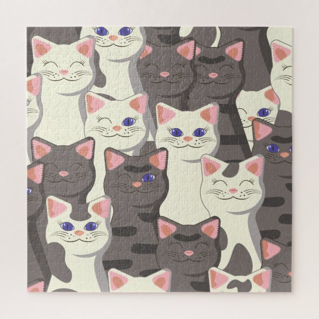 Puzzle Motif de chats blancs et gris (Vertical)