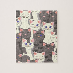 Puzzle Motif de chats blancs et gris