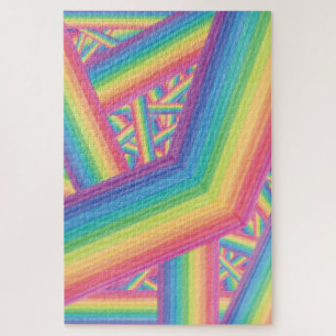 Puzzle Motif de chevauchement géométrique arc-en-ciel cla