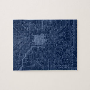 Puzzle Motif de circuit Geek bleu