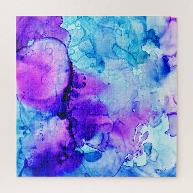 Puzzle Motif de dégradé d'aquarelle violet et bleu (Vertical)