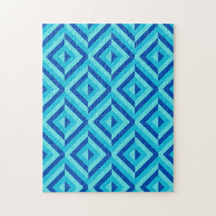 Puzzle Motif de diamant géométrique bleu frustrant