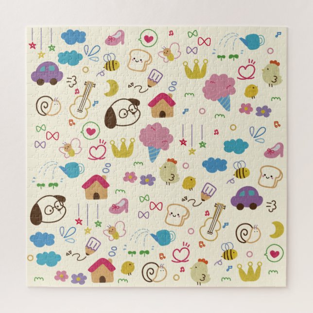 Puzzle Motif de doodle mignon pour enfants (Vertical)