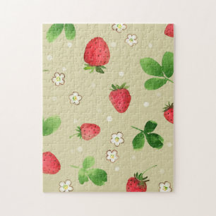 Puzzle Motif de fraises d'aquarelle