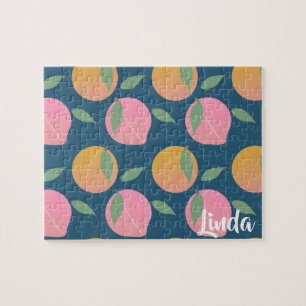 Puzzle Motif de fruit orange pêche mignon rose