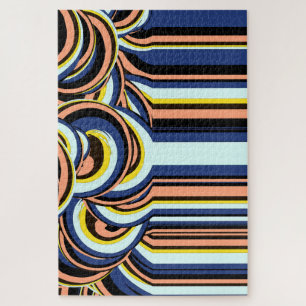 Puzzle Motif de lignes de tourbillons orange bleu