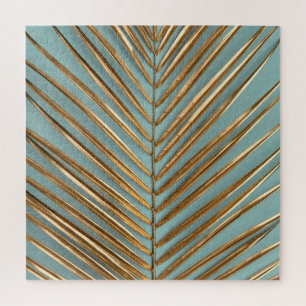 Puzzle Motif de palme tropicale peint en or
