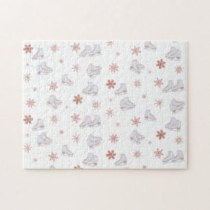 Puzzle Motif de patinage rose Gold Glace Skates Blush Pin
