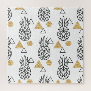 Puzzle Motif de points d'or géométriques à ananas.