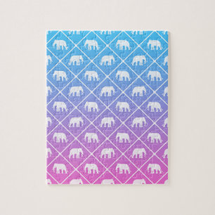 Puzzle Motif d'éléphant sur le bleu pour denteler le
