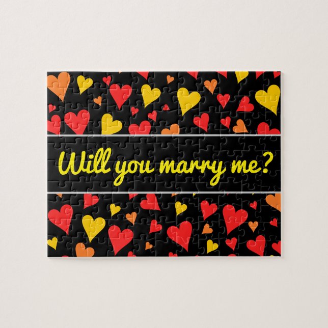 Puzzle Motif des Coeurs rouge, orange et jaune flottant (Horizontal)