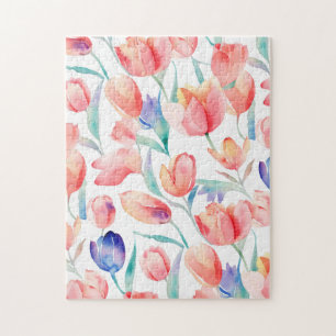 Puzzle Motif des tulipes aquarelles