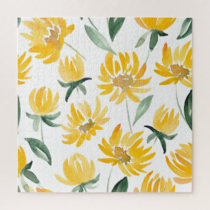 Puzzle Motif d'été feuille de fleurs jaunes