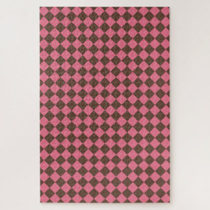 Puzzle Motif diamant à carreaux rose marron