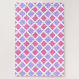 Puzzle Motif diamant à carreaux rose violet