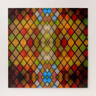 Puzzle Motif diamant en verre coloré