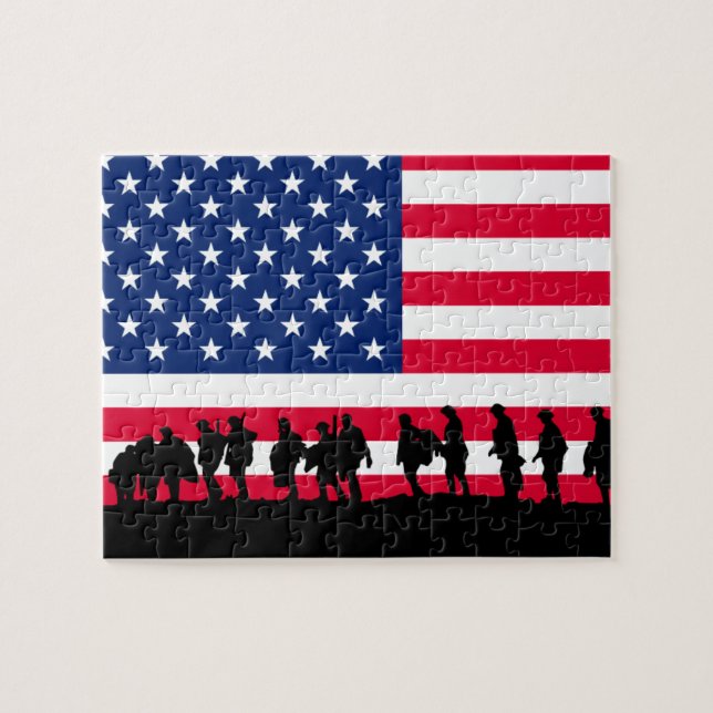 Puzzle Motif drapeau Patriot USA Soldiers (Horizontal)