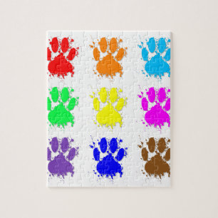 Puzzle Motif Empreinte de Patte de Chien Tache d'Encre