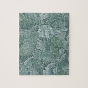 Puzzle Motif feuille d'acanthe bleu sarcelle de William M