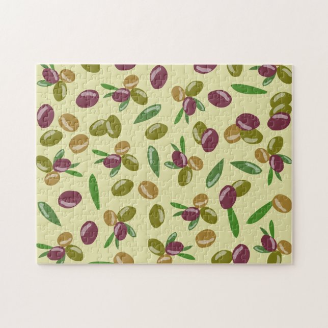 Puzzle Motif Feuille d'olive et d'olive rustique (Horizontal)