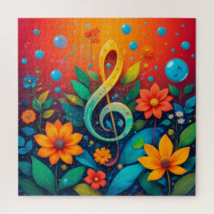 Puzzle Motif Fleur Coloré Note de Musique