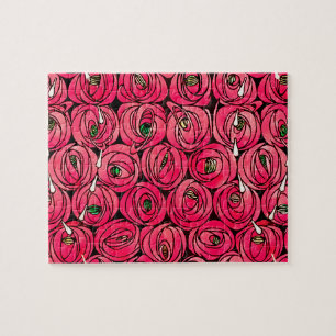 Puzzle Motif floral Art Nouveau de rose de Rennie Mackint
