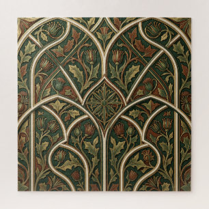 Puzzle Motif floral Chardon Victorien Vert foncé