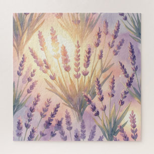 Puzzle Motif floral lavande violet aquarelle rêveur