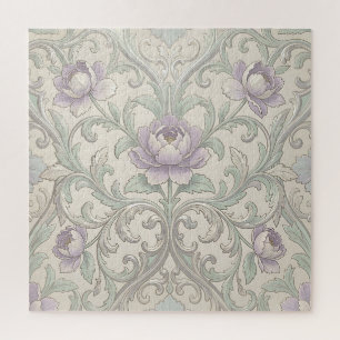 Puzzle Motif floral orné de pivoine argentée lavande