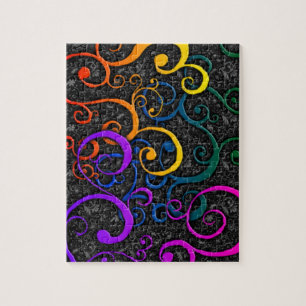 Puzzle Motif flurish coloré avec boîte cadeau