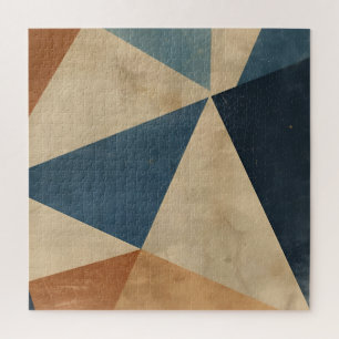 Puzzle Motif géométrique en bleus, beiges et rouille