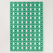 Motif Hexagone Blanc Vert Trèfle