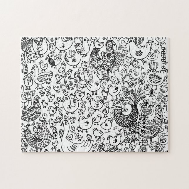 Puzzle Motif moderne Boho noir et blanc (Horizontal)