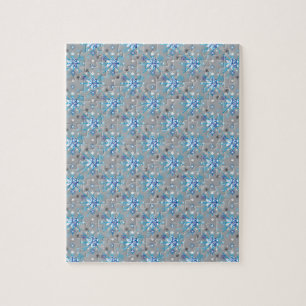 Puzzle Motif moderne gris et bleu Holiday Snowflakes