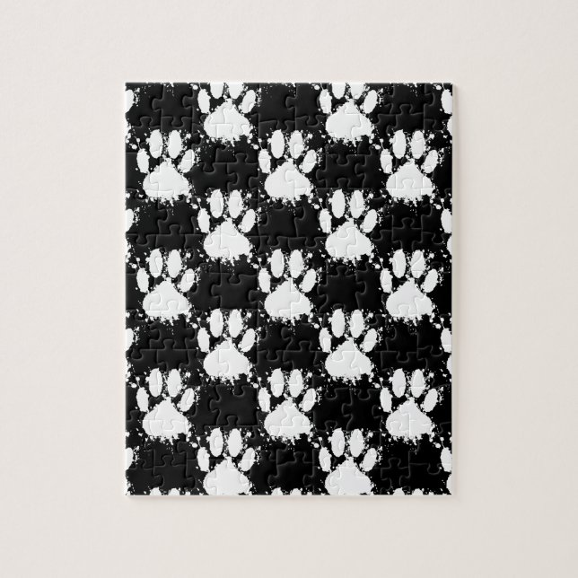 Puzzle Motif Paw Chien Blanc Avec Paint Splatter (Vertical)