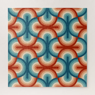 Puzzle Motif Retro Summer Rainbow Stripes