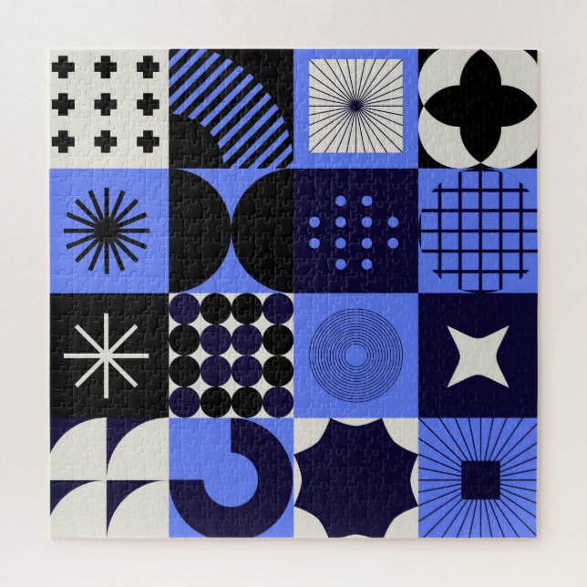 Puzzle Motif rétrofuturiste Gras Géométrique Bauhaus (Vertical)