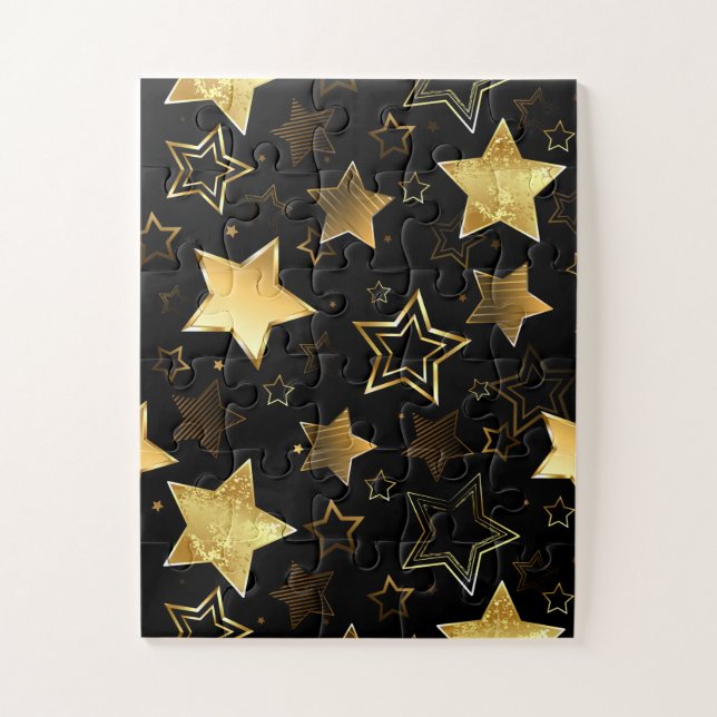 Puzzle Motif sans couture avec des étoiles dorées (Vertical)