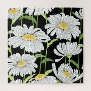 Puzzle Motif sans couture avec des fleurs d'été.
