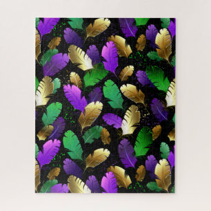 Puzzle Motif sans couture avec des plumes de Mardi Gras