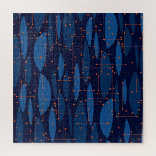 Puzzle Motif sans joint atomique bleu du milieu du siècle