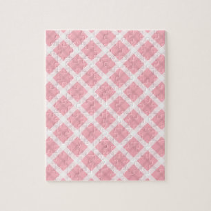 Puzzle Motif Tartan Rose Et Blanc