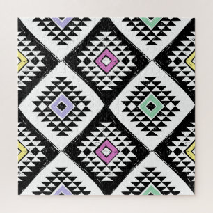 Puzzle Motif tribal navajo noir blanc