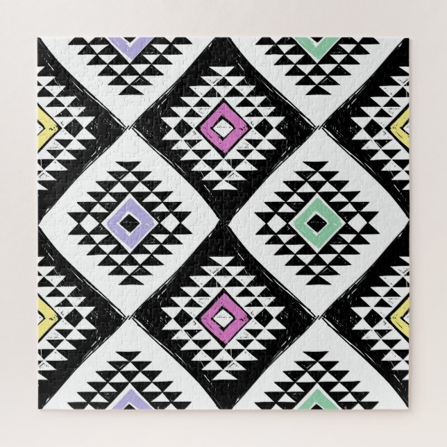 Puzzle Motif tribal navajo noir blanc (Vertical)