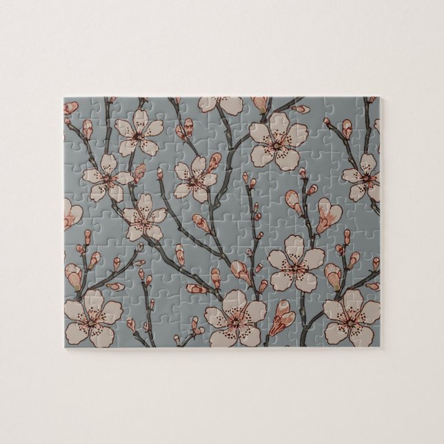 Puzzle Motif vintage rose et gris (Horizontal)