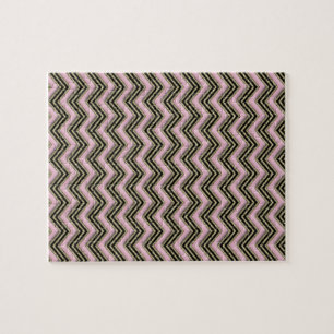 Puzzle Motif Zigzag noir et rose