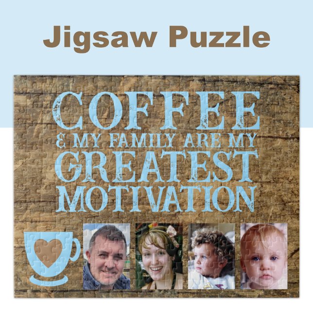 Puzzle Motivation du café 4 photo brun bleu (Créateur téléchargé)