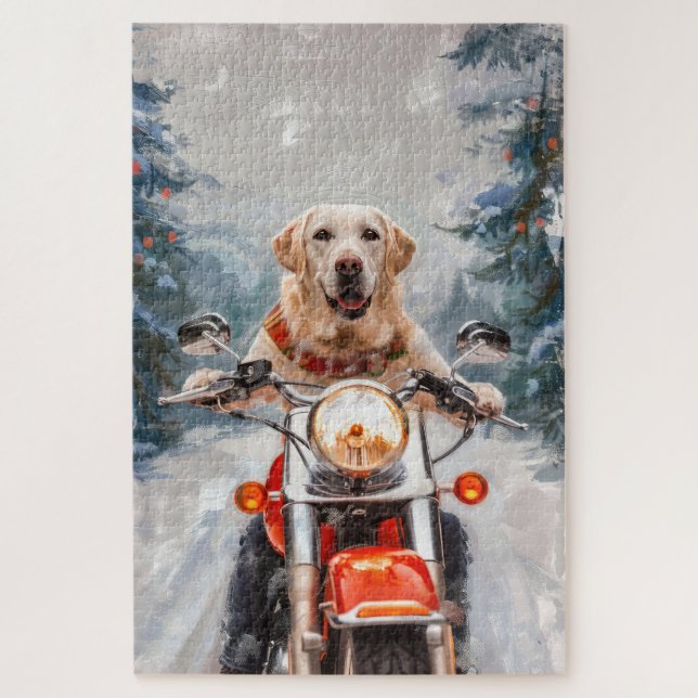 Puzzle Moto à chiens Labrador Noël (Vertical)